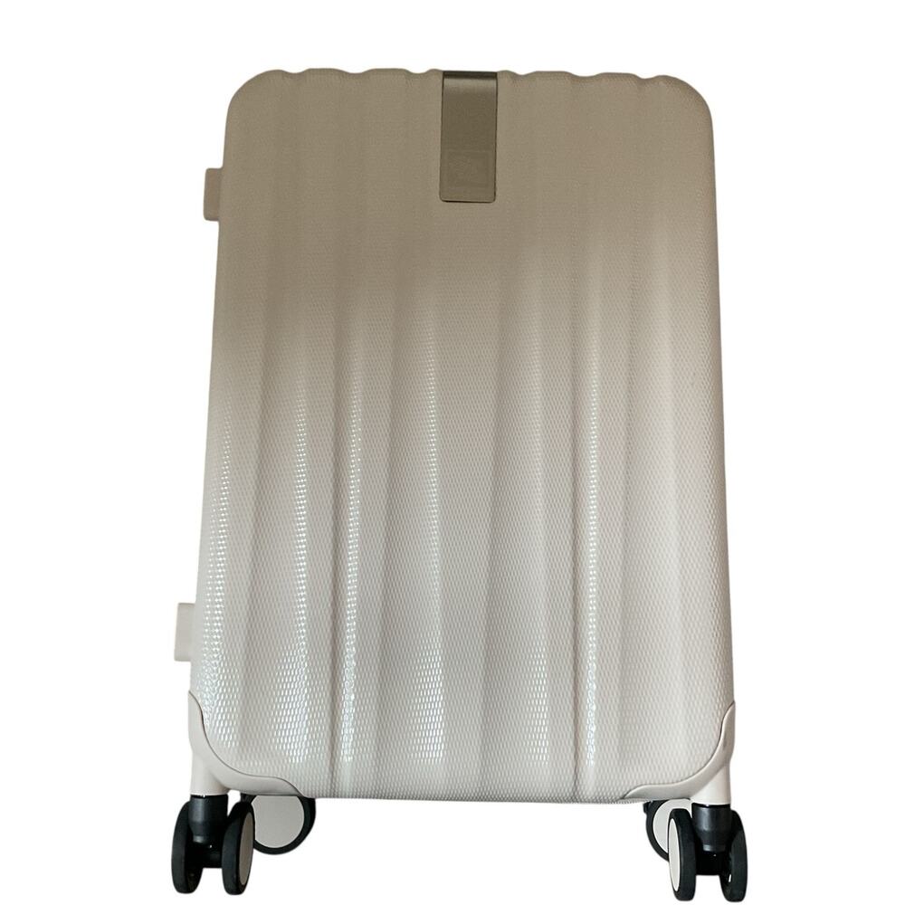 Hanke 20 Inch Carry On Luggage - Ivory White with packing cubes and luggage tag